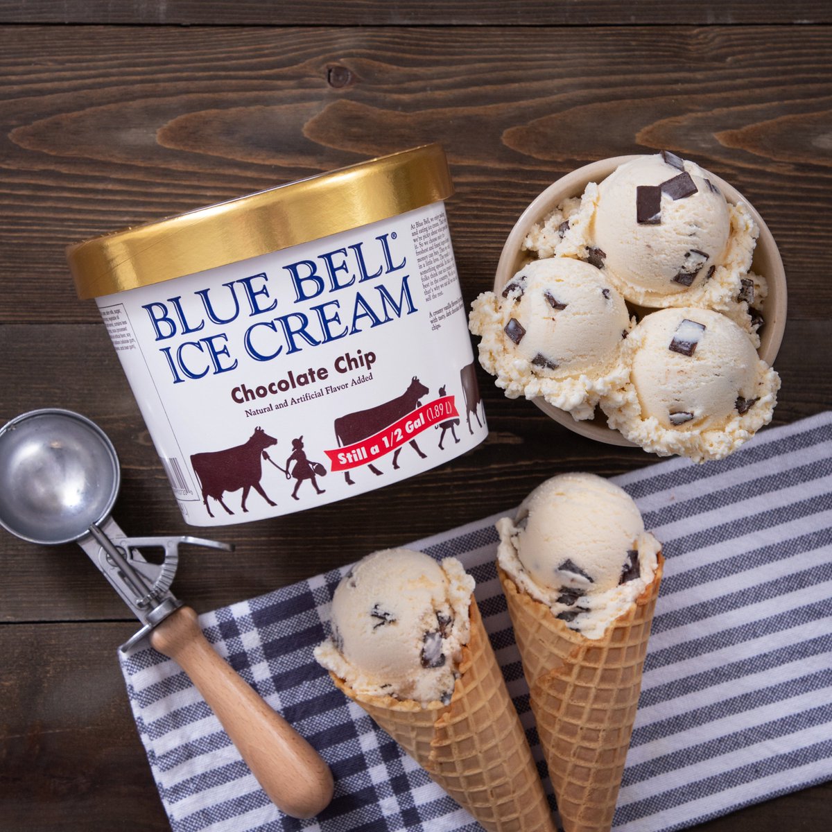 Chip-chip hooray! It’s National Chocolate Chip Day (May 15). 😊 Celebrate with of our delicious Chocolate Chip Ice Cream. The flavor is a creamy vanilla ice cream with tasty, dark chocolate chips. Available in the half gallon size.