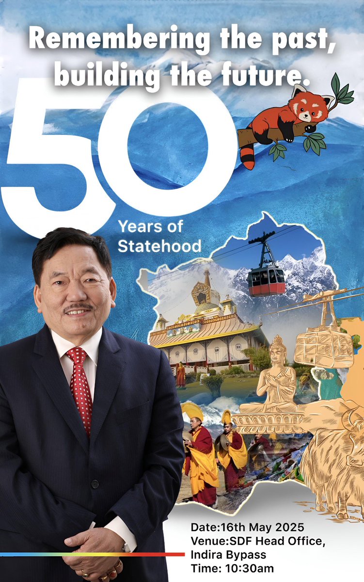 Komal Chamling (@komal_chamling) on Twitter photo Sikkim celebrates 50 years of statehood. The <a href="/official_sdf/">Sikkim Democratic Front</a> SDF party is observing 50th State Day at SDF Bhawan, Gangtok, Sikkim, tomorrow at 10:30am.
#50yearsofdemocracy Sikkim celebrates 50 years of statehood. The <a href="/official_sdf/">Sikkim Democratic Front</a> SDF party is observing 50th State Day at SDF Bhawan, Gangtok, Sikkim, tomorrow at 10:30am.
#50yearsofdemocracy
