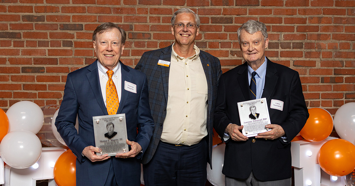 Congratulations to the #EngineeringVols alumni Thomas Magette and Lawrence Townsend for being inducted into our department's Hall of Fame!👏

Read more about their careers: bit.ly/3SERuqQ