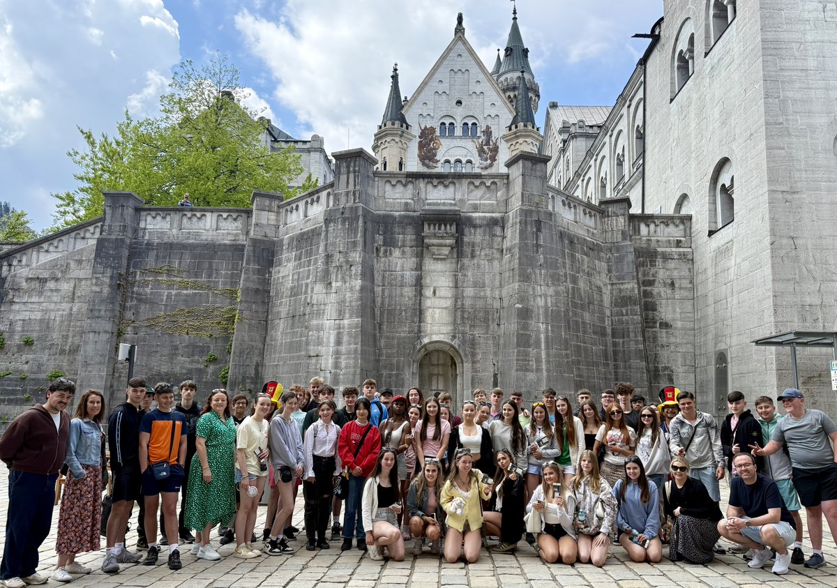 All the @Colaiste TY students who are on the Germany trip stormed Neuschwanstein Castle like it’s a Disney audition.

The castle was the inspiration for Disney. Castles and the original Disney Logo