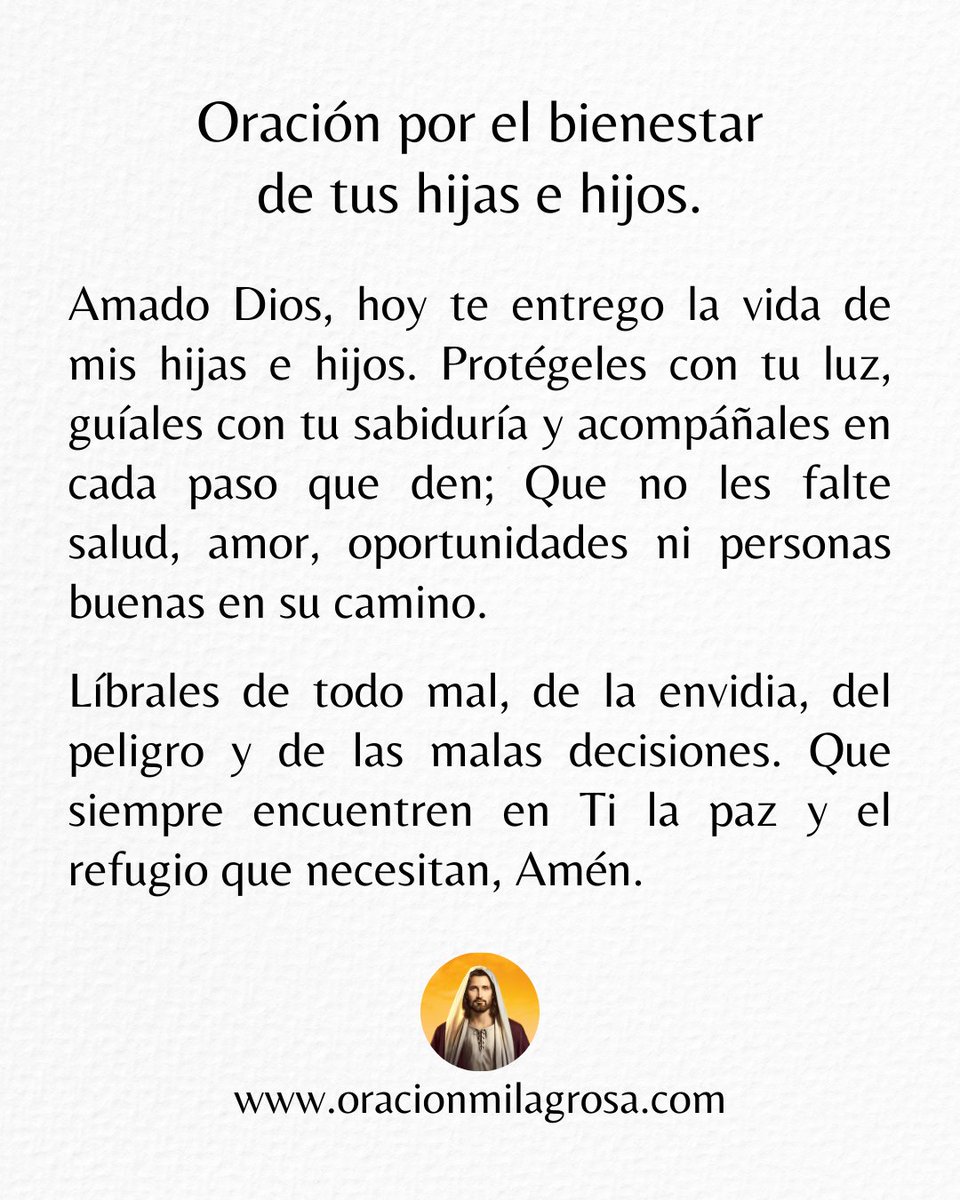 🙏 Oración por el bienestar de tus hijas e hijos.