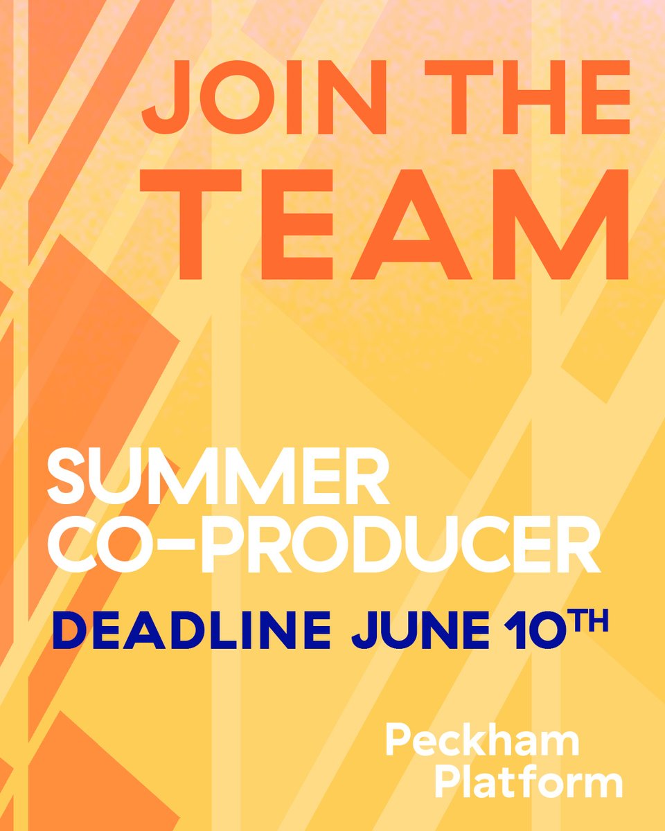 Become a Summer Co-Producer with Peckham Platform! Paid opportunity (£1,000 bursary) for 18–26s to explore heritage, identity &amp; culture through creative work in Peckham. No experience needed. Runs 23 July–29 Aug. Apply by 10 June. peckhamplatform.com/who-we-are/wor…