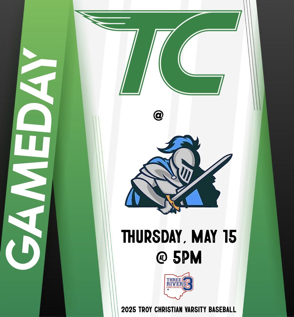 IT’S GAME DAY! ⚾️

Eagles hit the road to take on the Knights!

🆚 Legacy Christian Academy Knights
⏰ 5:00pm
📍AIA Complex - 1197 S. Detroit St., Xenia

<a href="/AthleticsTc/">TC Eagles Athletics</a> 

#weareTC