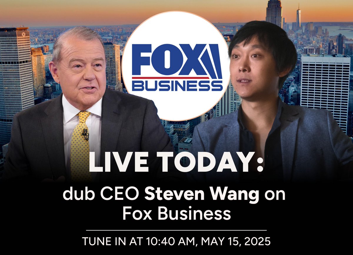 🚨Steven Wang LIVE TODAY on Fox Business 🚨 

dub CEO Steven Wang goes live at 10:40 AM ET to discuss a certain Congressmember's recent trading activity.

You don’t want to miss this one.👀 

_
Disclaimers: 
This content is provided for informational purposes only and is not
