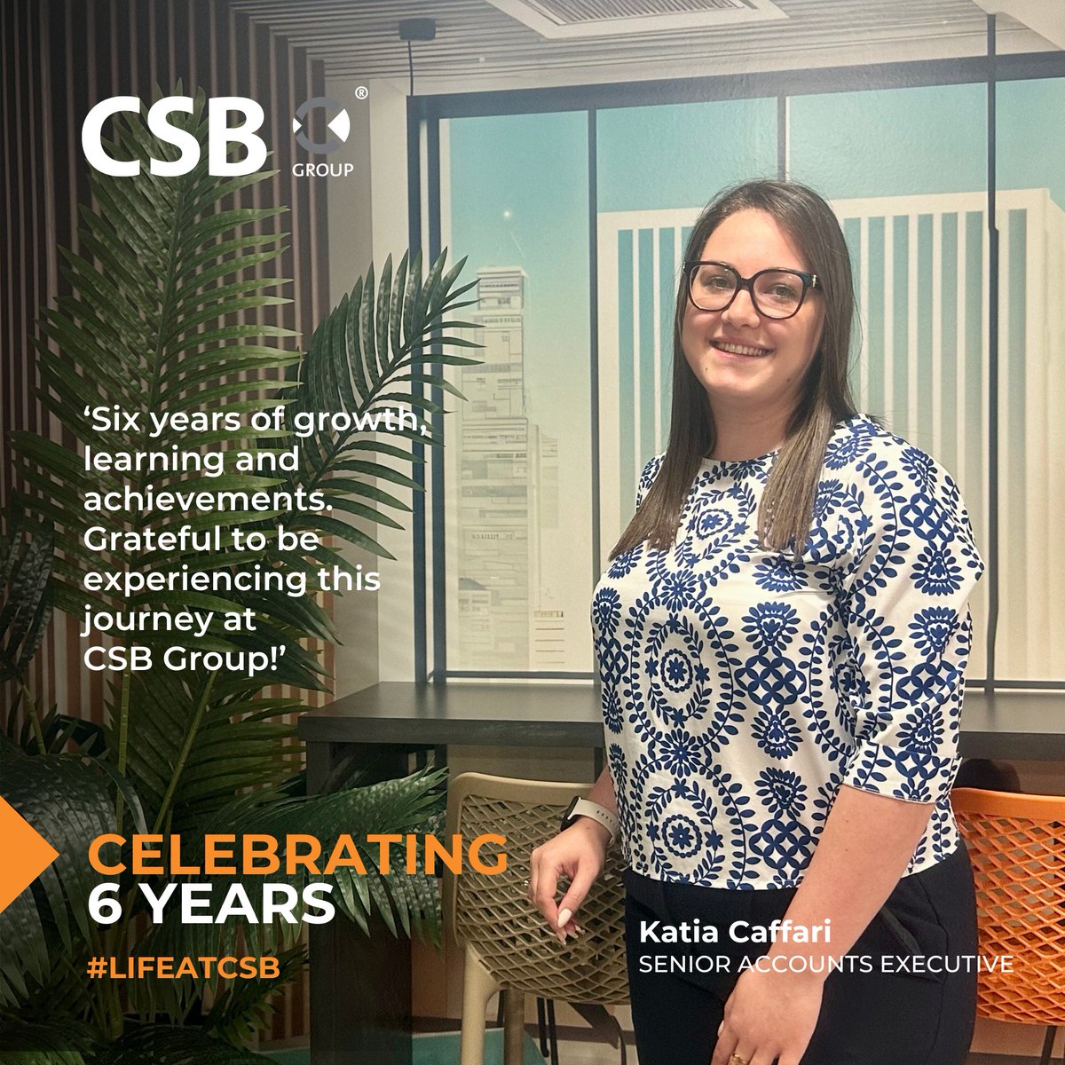 Today we’re celebrating Katia's 6th year with CSB Group!

Her dedication to client service, attention to detail, and professionalism have positioned her as a valued point of contact for clients and the rest of the team.

🔗csbgroup.com/careers