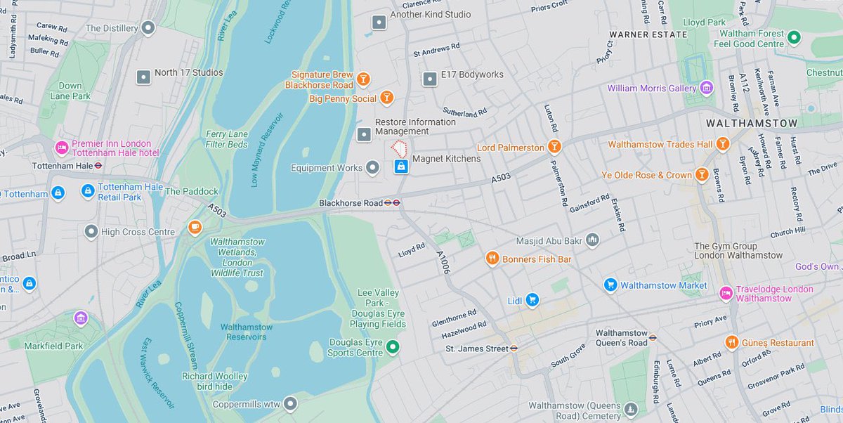 There are now 15 fire engines and around 100 firefighters tackling the fire in #Walthamstow. 

One of the Brigade's 32-metre turntable ladders is being used at the scene to help fight the fire from above. 

The drone team are also on scene.