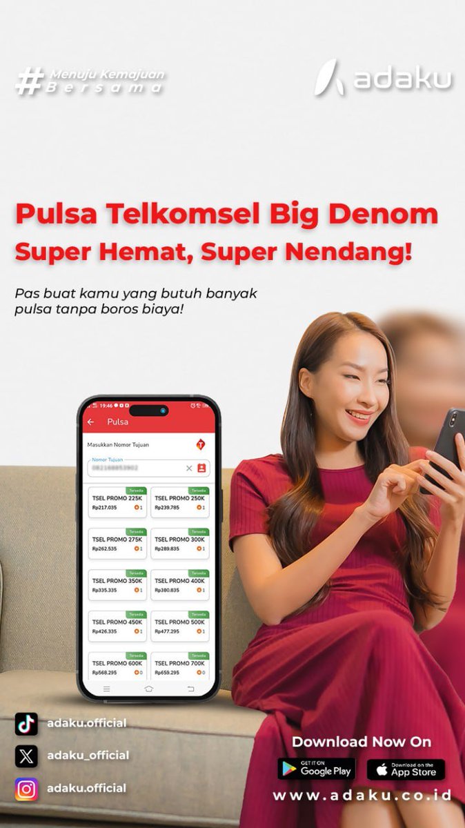 adaku_official's tweet image. 💥 Pulsa Telkomsel Big Denom, Hematnya Gak Main-Main! 📱
Isi pulsa banyak? Gak perlu takut kantong jebol!
Cocok buat yang aktif nelpon, internetan, dan transaksi nonstop! 🚀

#PulsaTelkomsel #BigDenom #PulsaTermurah #TelkomselHemat #LangsungMasuk #Adaku #PulsaOnline