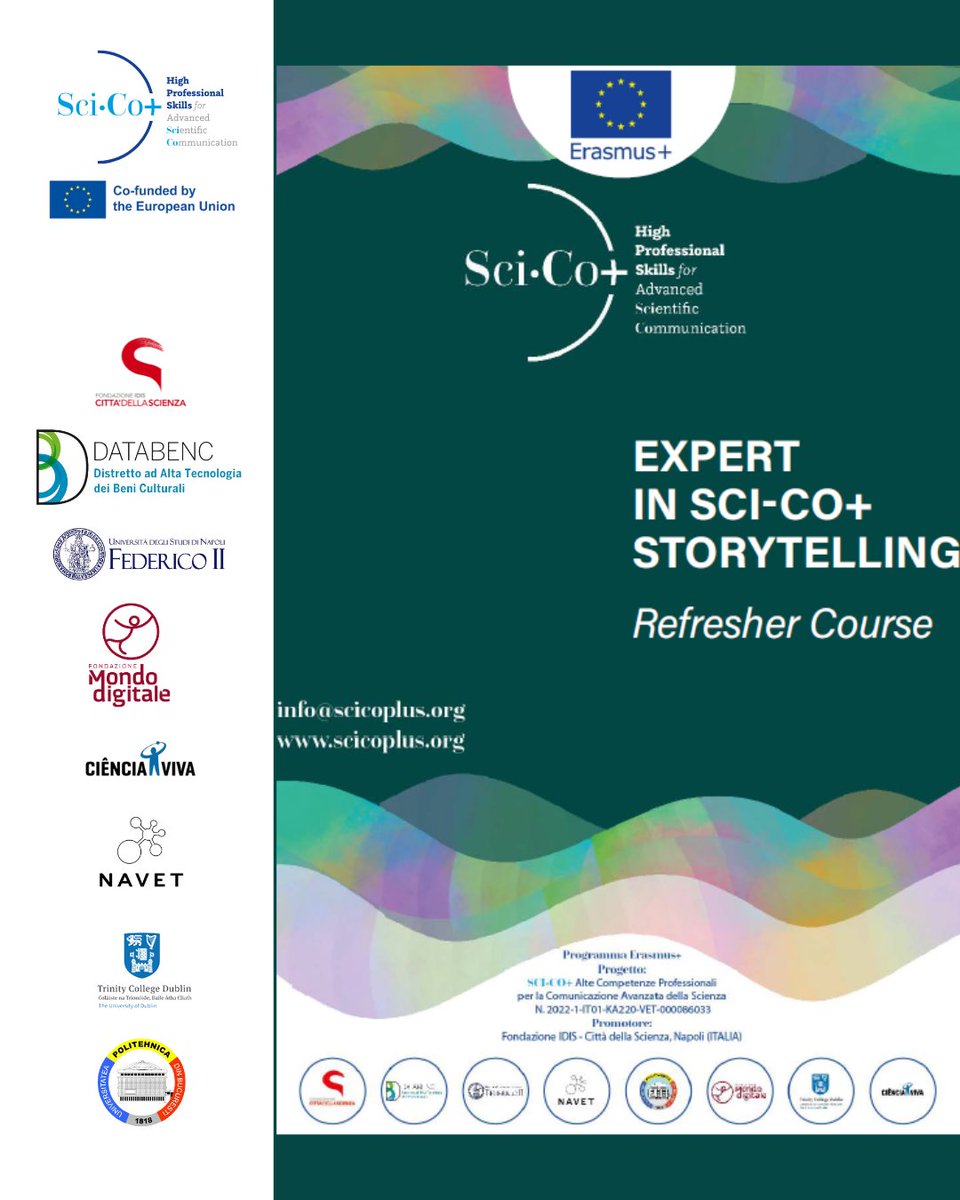 🔊 Storytelling meets science: the Expert in Sci-Co+ Storytelling has officially been released, training a new wave of professionals to bring science to life through powerful, inclusive, and digitally driven narratives.
Learn more: scicoplus.org/wp-content/upl…