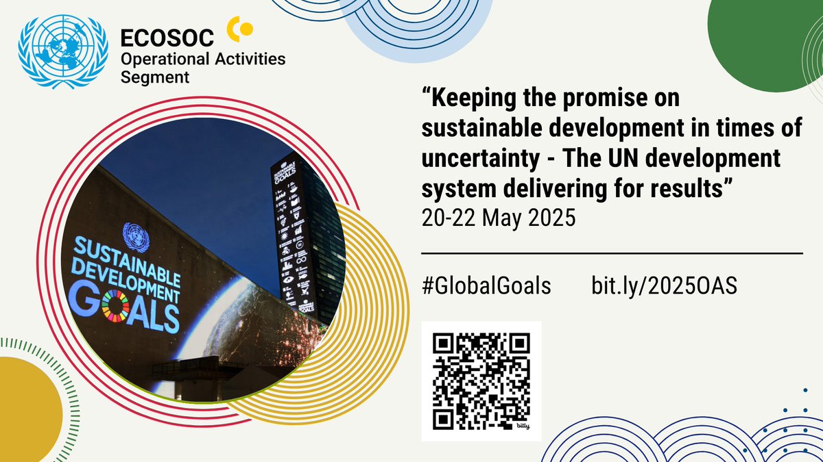 UN ECOSOC President (@unecosoc) on Twitter photo 🗓️Mark your calendars!
From 20–22 May, <a href="/UNECOSOC/">UN ECOSOC President</a> will hold the Operational Activities for Development Segment (OAS) — the key platform for accountability and oversight of the UN development system in support of the #2030Agenda and #SDGs.
🔗 bit.ly/2025OAS #GlobalGoals 🗓️Mark your calendars!
From 20–22 May, <a href="/UNECOSOC/">UN ECOSOC President</a> will hold the Operational Activities for Development Segment (OAS) — the key platform for accountability and oversight of the UN development system in support of the #2030Agenda and #SDGs.
🔗 bit.ly/2025OAS #GlobalGoals