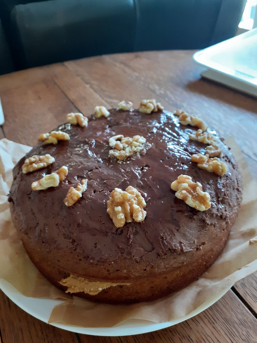 OH Would like coffee cake for his birthday. No eggs in this one but 6 bananas since we had a surplus. Still can only taste coffee.