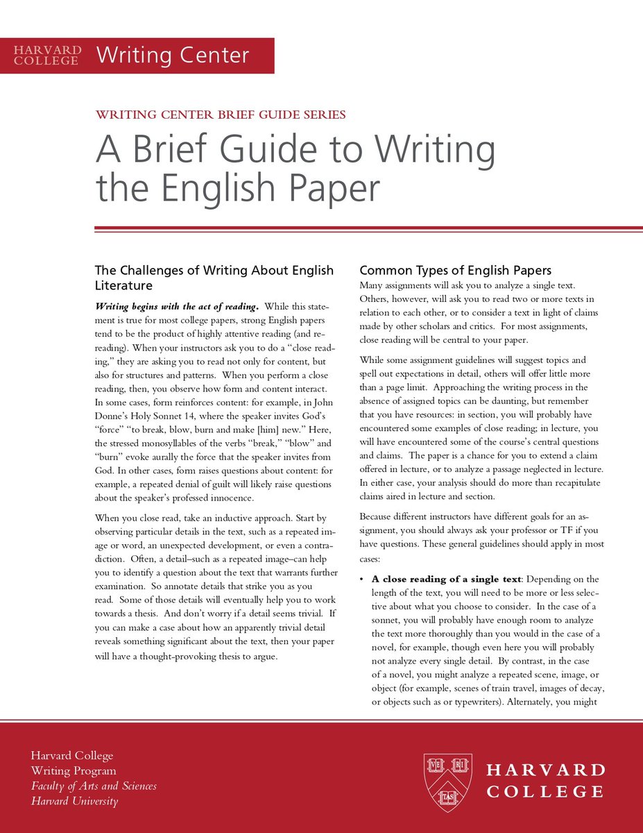 A Brief Guide to Writing the English Paper (1/6) by Harvard University
