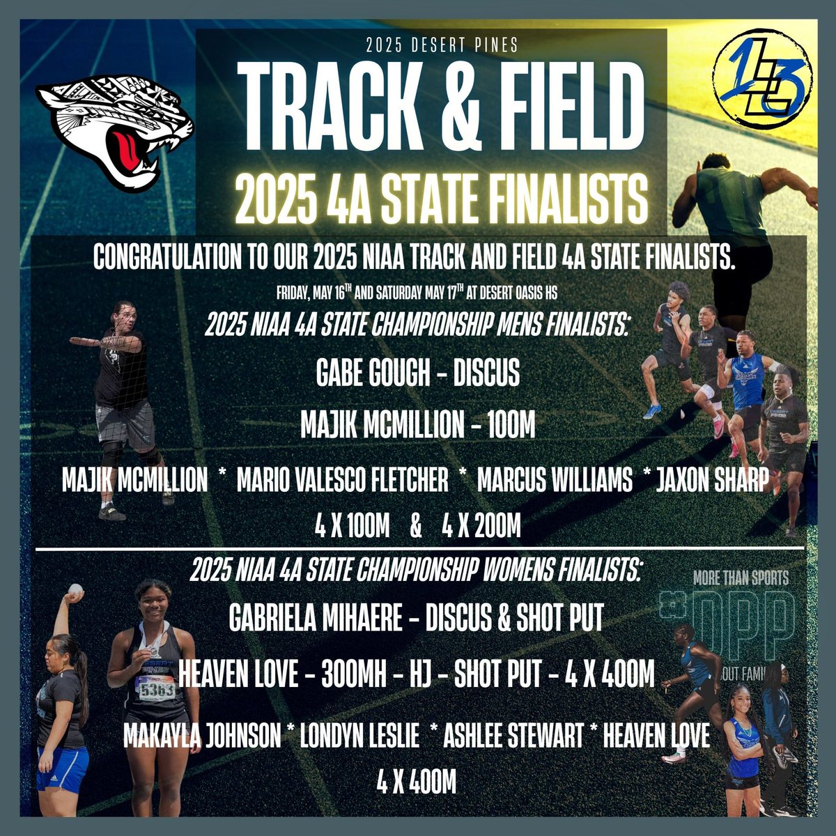 Qualified for State in the 100M, 4x1 and 4x2! MVP of the 2025 track szn! ALL GLORY TO GOD! #LL13