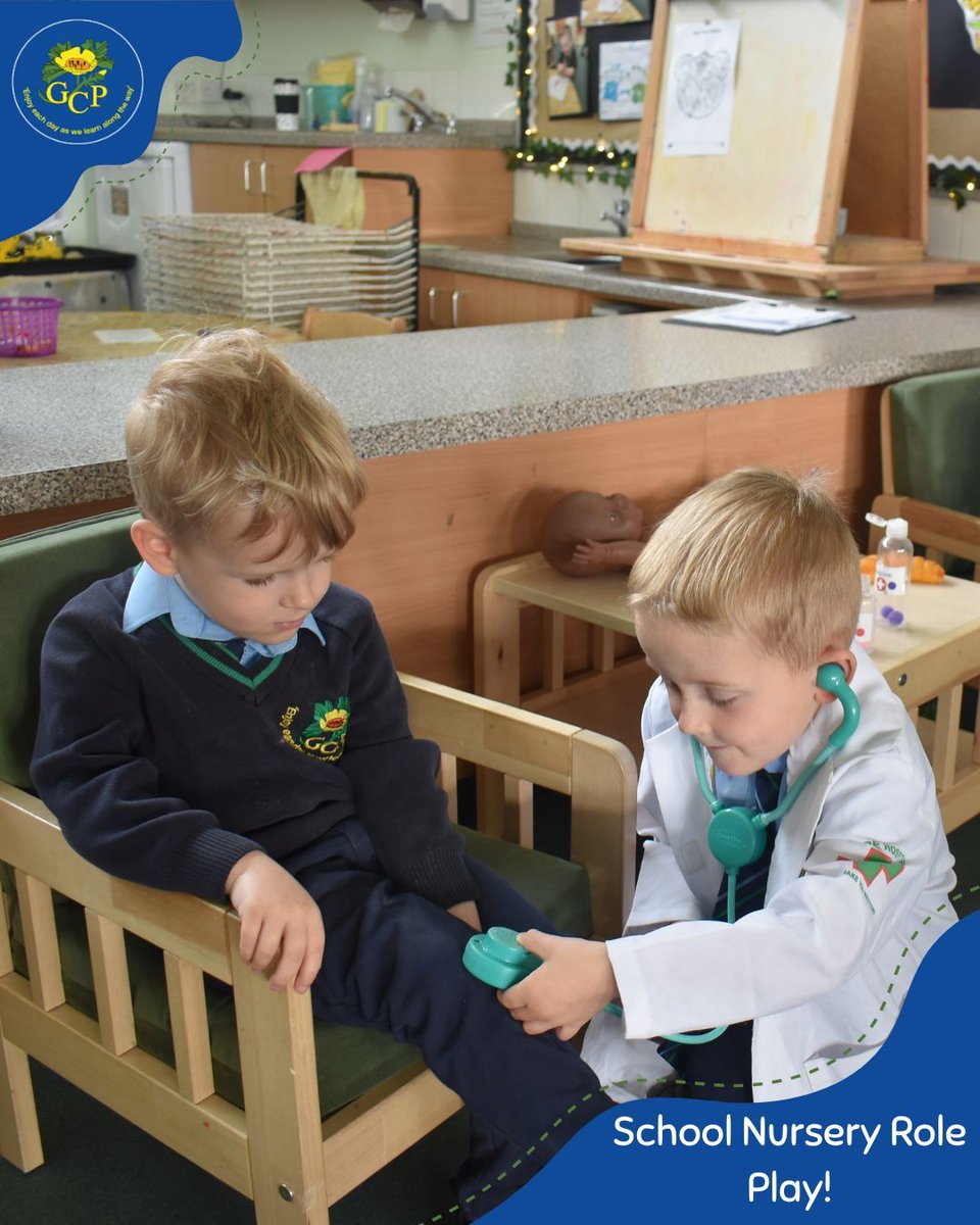 School Nursery have been role-playing as doctors and patients—using stethoscopes, writing prescriptions and caring for each other, all while building imagination and communication skills!