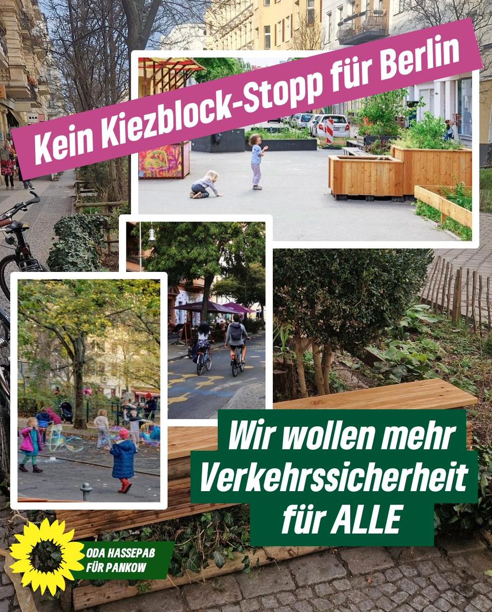 Die CDU hat einen stadtweiten Finanzierungsstopp von #Kiezblocks bekannt gegeben. Das ist Politik gegen die Menschen. Wer #Verkehrssicherheit will, muss auch die entsprechenden Maßnahmen ergreifen. Die #CDU bremst und stoppt aus Angst vor einer schönen Stadt.