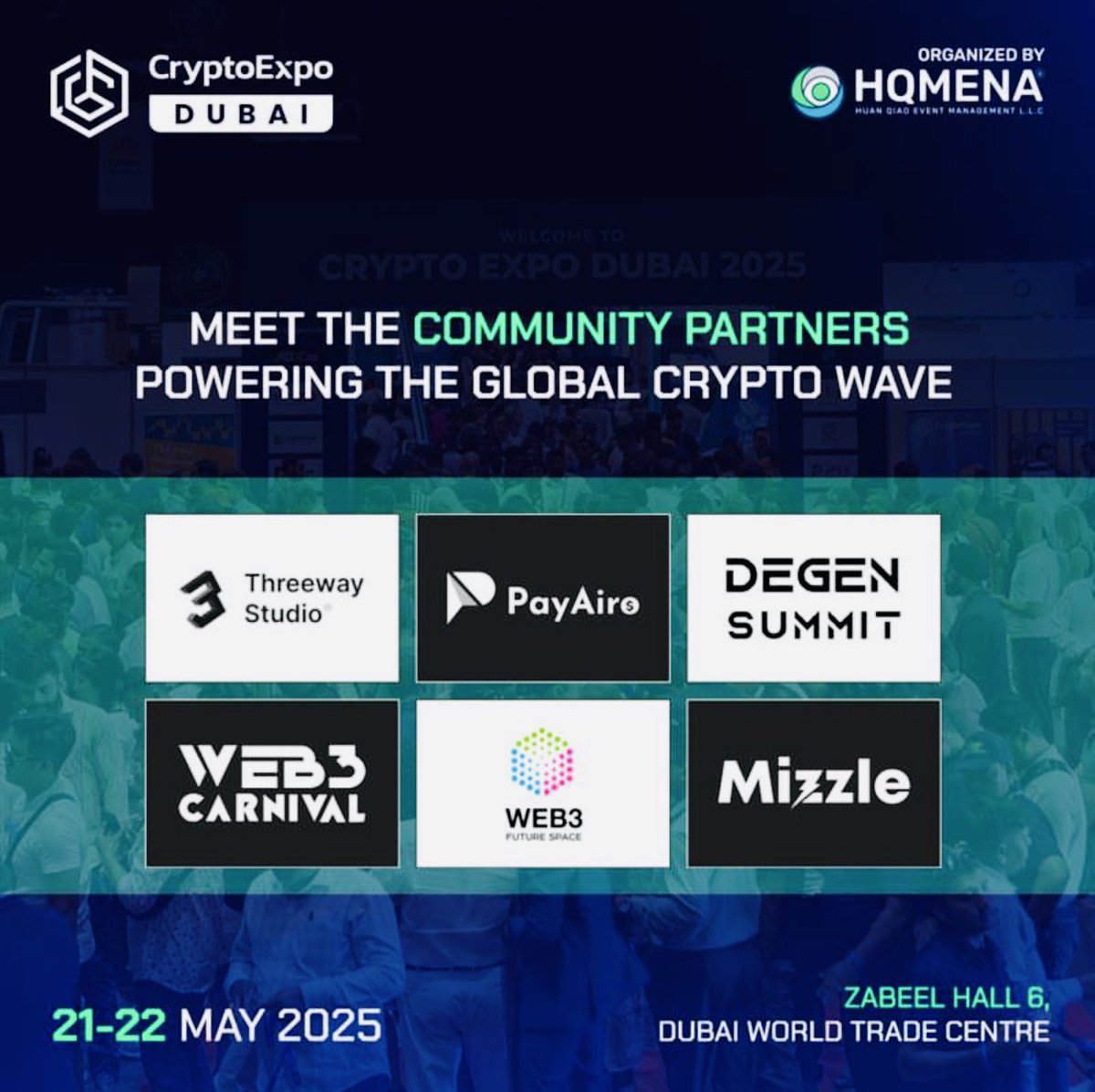 Threeway Studio ✈️ Token 2049 (@threewaystudios) on Twitter photo Super Excited to partner up with <a href="/TheCryptoExpo/">Crypto Expo</a>🔥
Can’t wait to experience it, DM us👋 if you gonna be there!🚀
Register now: cryptoexpodubai.com/dubai/media-pa…
<a href="/Utkarsh_Web3/">Utkarsh Shrivastava ✈️ Coinfest Asia</a> <a href="/web3carnival/">Web3 Carnival</a> <a href="/DegensummitOg/">DeGen Summit</a> <a href="/Mizzle_io/">Mizzle</a> <a href="/PayAiro/">PayAiro</a> #summit #partnership #event #Dubai Super Excited to partner up with <a href="/TheCryptoExpo/">Crypto Expo</a>🔥
Can’t wait to experience it, DM us👋 if you gonna be there!🚀
Register now: cryptoexpodubai.com/dubai/media-pa…
<a href="/Utkarsh_Web3/">Utkarsh Shrivastava ✈️ Coinfest Asia</a> <a href="/web3carnival/">Web3 Carnival</a> <a href="/DegensummitOg/">DeGen Summit</a> <a href="/Mizzle_io/">Mizzle</a> <a href="/PayAiro/">PayAiro</a> #summit #partnership #event #Dubai