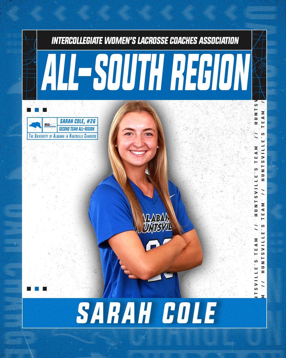 UAH Chargers (@uahchargers) on Twitter photo Congrats to Sarah Cole on earning her first career IWLCA All-South Region award!
She posted a team-high 50 goals in her junior season in addition to leading <a href="/UAH_WLAX/">UAH Women’s Lacrosse</a> in ground balls, caused turnovers and draw controls. Congrats to Sarah Cole on earning her first career IWLCA All-South Region award!
She posted a team-high 50 goals in her junior season in addition to leading <a href="/UAH_WLAX/">UAH Women’s Lacrosse</a> in ground balls, caused turnovers and draw controls.