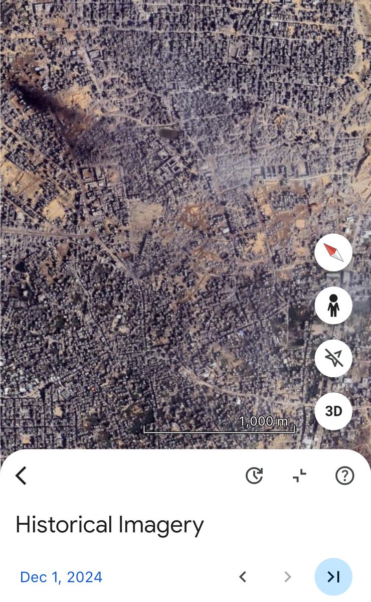 JehadAbusalim's tweet photo. Google Earth did a massive update to its footage of Gaza. You can now see the extent of the destruction as of December 2024. Entire cities, neighborhoods, and communities lie in ruins. https://t.co/DVV7qsnMAD