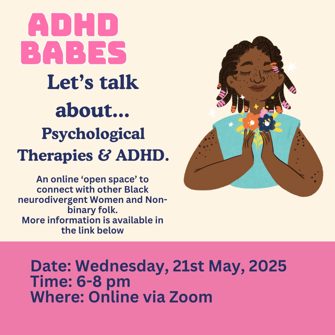ADHD Babes (@adhdbabes) on Twitter photo You said, we did! Join our Open Space discussion with the National Autism and ADHD Adult Psychological Service on psychological therapies for ADHD. Tickets are sold out, but 5 extra spots are available for members! Email adhdbabes@gmail.com or join the waiting list💖 You said, we did! Join our Open Space discussion with the National Autism and ADHD Adult Psychological Service on psychological therapies for ADHD. Tickets are sold out, but 5 extra spots are available for members! Email adhdbabes@gmail.com or join the waiting list💖