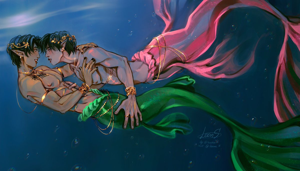 leon_s7's tweet image. Swimming in their underwater world 🐚🐠 
「 MERMAY 」#minsung