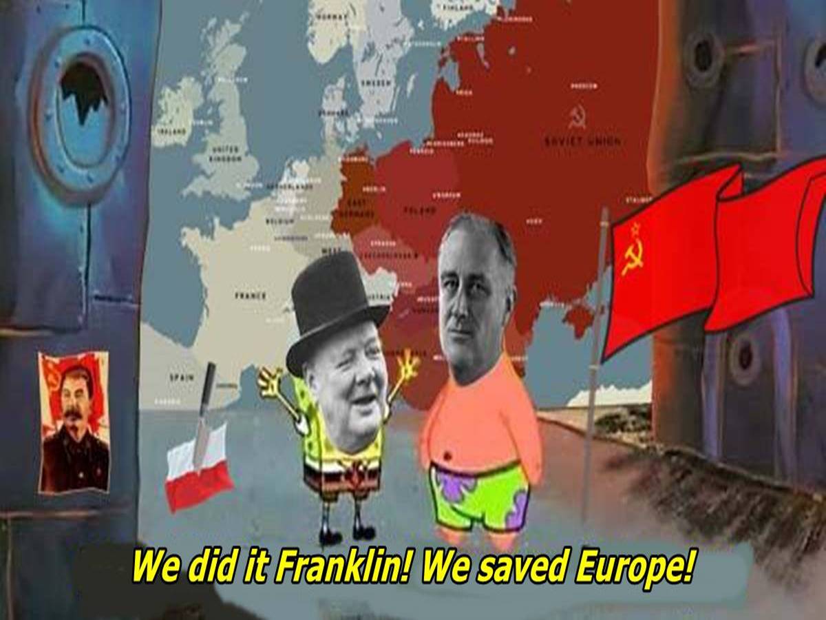 Today Europe and the world celebrates the end of WW2 in Europe.  

Thanks to FDR and Churchill, Stalin, who helped Hitler start WW2, would see his wildest dreams and territorial aspirations fulfilled at the end of WW2.  

At the end of the war Stalin and the USSR occupied and