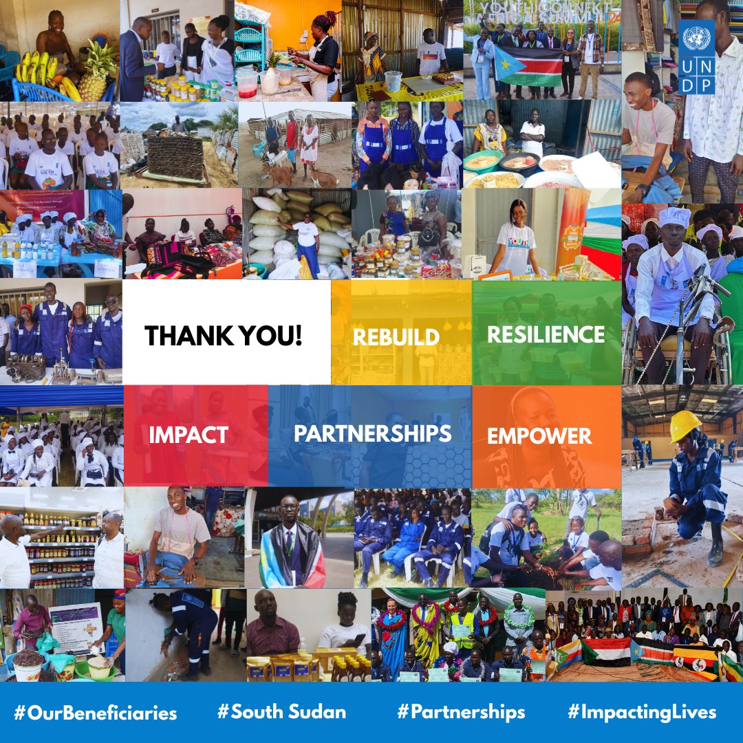 undpsouthsudan's tweet photo. At UNDP, we value every partnership that contribute to empowering youth, uplifting women& building resilient communities. Through skills training, access to finance, private sector growth & #GBV prevention, your support is driving a lasting impact in #SouthSudan. Thank you for this partnership that remains vital to our collective success! @SouthSudanGov @AfDB_Group @NLinSouthSudan @jica_direct_en @Japan @EIF4LDCs 
#PartnersAtCore #Resilience #Empowerment #YEDCB #SEED4YOUTH #JSME #CC4GBV #JSB
