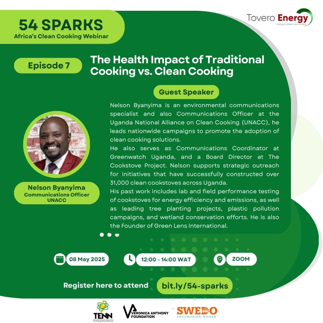 Green Lens International (@greenlensug) on Twitter photo Our founder <a href="/nellysalvatoreB/">Nelly Salvatore</a> will be speaking today at #54Sparks โ Africaโs Clean Cooking Webinar Series on Zoom, hosted by Uwem Johnson of <a href="/ToveroEnergy/">Tovero Energy</a>!
Topic: โThe Health Impact of Traditional Cooking vs Clean Cookingโ
๐ May 8, 2:00 PM EAT
๐ Register: Our founder <a href="/nellysalvatoreB/">Nelly Salvatore</a> will be speaking today at #54Sparks โ Africaโs Clean Cooking Webinar Series on Zoom, hosted by Uwem Johnson of <a href="/ToveroEnergy/">Tovero Energy</a>!
Topic: โThe Health Impact of Traditional Cooking vs Clean Cookingโ
๐ May 8, 2:00 PM EAT
๐ Register: