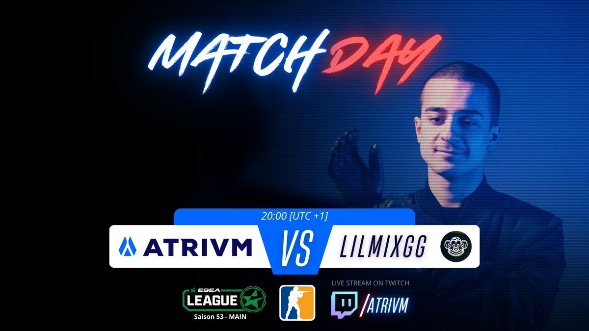 🎥 Rendez-vous ce soir sur twitch.tv/ATRIVM pour leur 9ème match de la saison <a href="/ESEA/">ESEA League</a>.

ℹ️ Bilan actuel : 6-2
Une 7ème victoire nous rapprocherait un peu + des playoffs pour intégrer la section Advanced.

Venez soutenir <a href="/TeamATRIVM/">ATRIVM</a> 💙