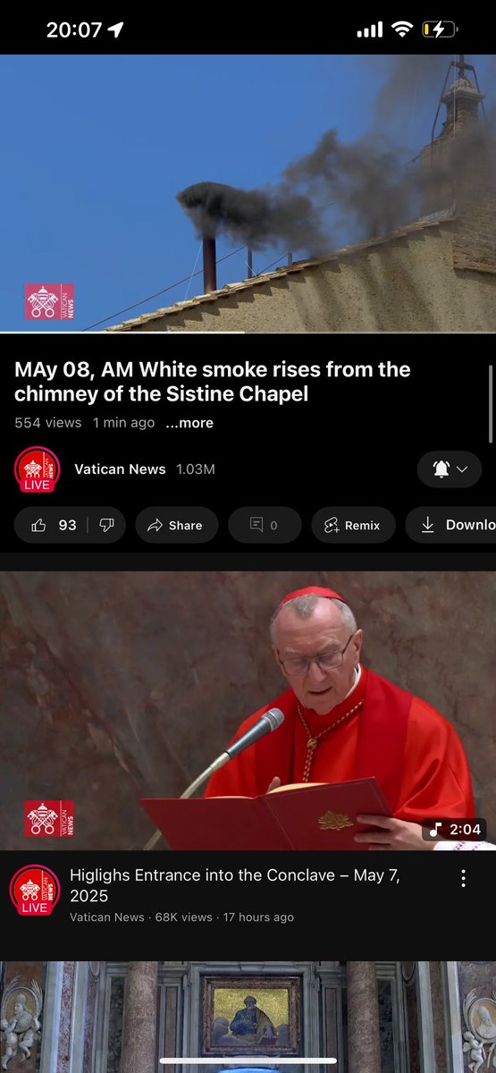 johnpauldromano's tweet photo. @VaticanNews Your YouTube page suggests white… but it looks black. https://t.co/8b7YI9e2jq