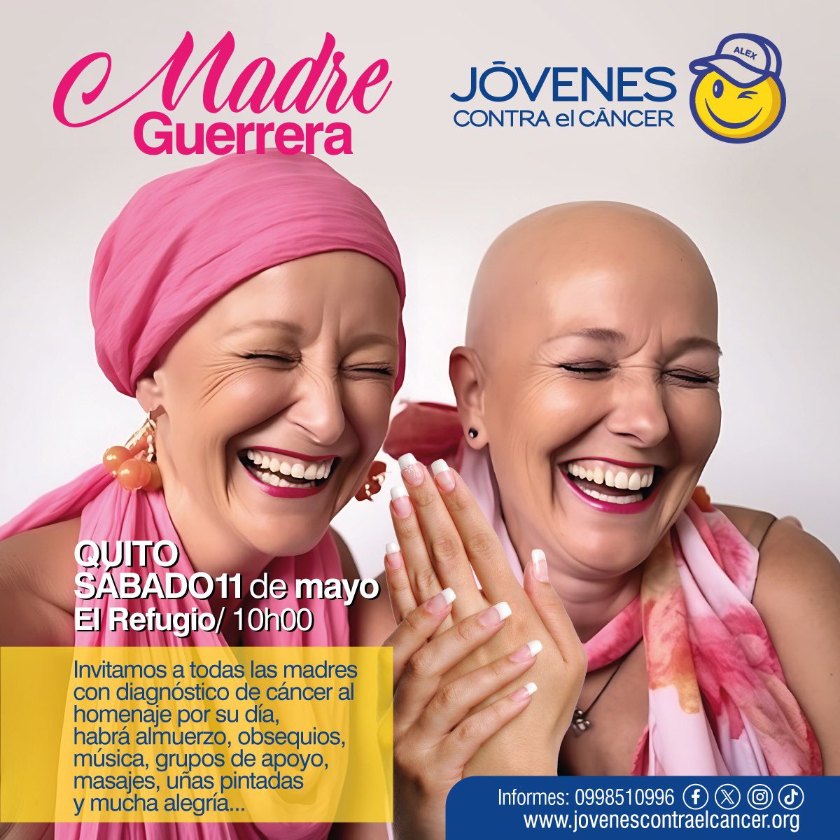 Homenaje a la #MadreGuerrera sab 10 mayo en varias ciudades festejaremos el coraje, amor y gratitud por el Dia de la Madre,                #JovenesContraelCancer  somos
Miembros de la <a href="/AnsSalud/">ANS.Salud</a>