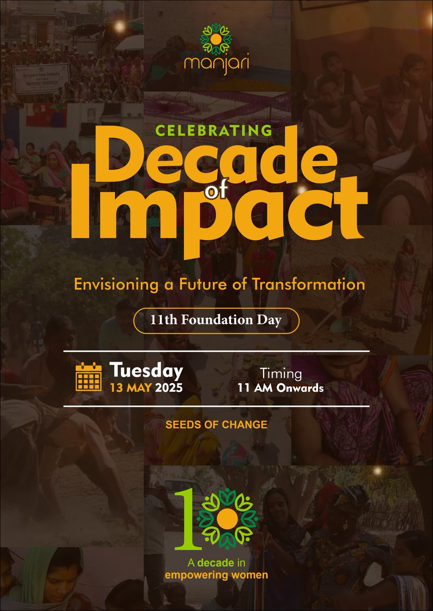 We are delighted to invite you all to our 11th Foundation Day Celebration.

This special occasion of  "A Decade of Serving: Journey So Far and Way Ahead for Dignity and Development". 

Details:

📅 Date: 13th May 2025
🕚 Time: 11:00 A.M. to 12:30 
📍 Venue: Online (Link will be