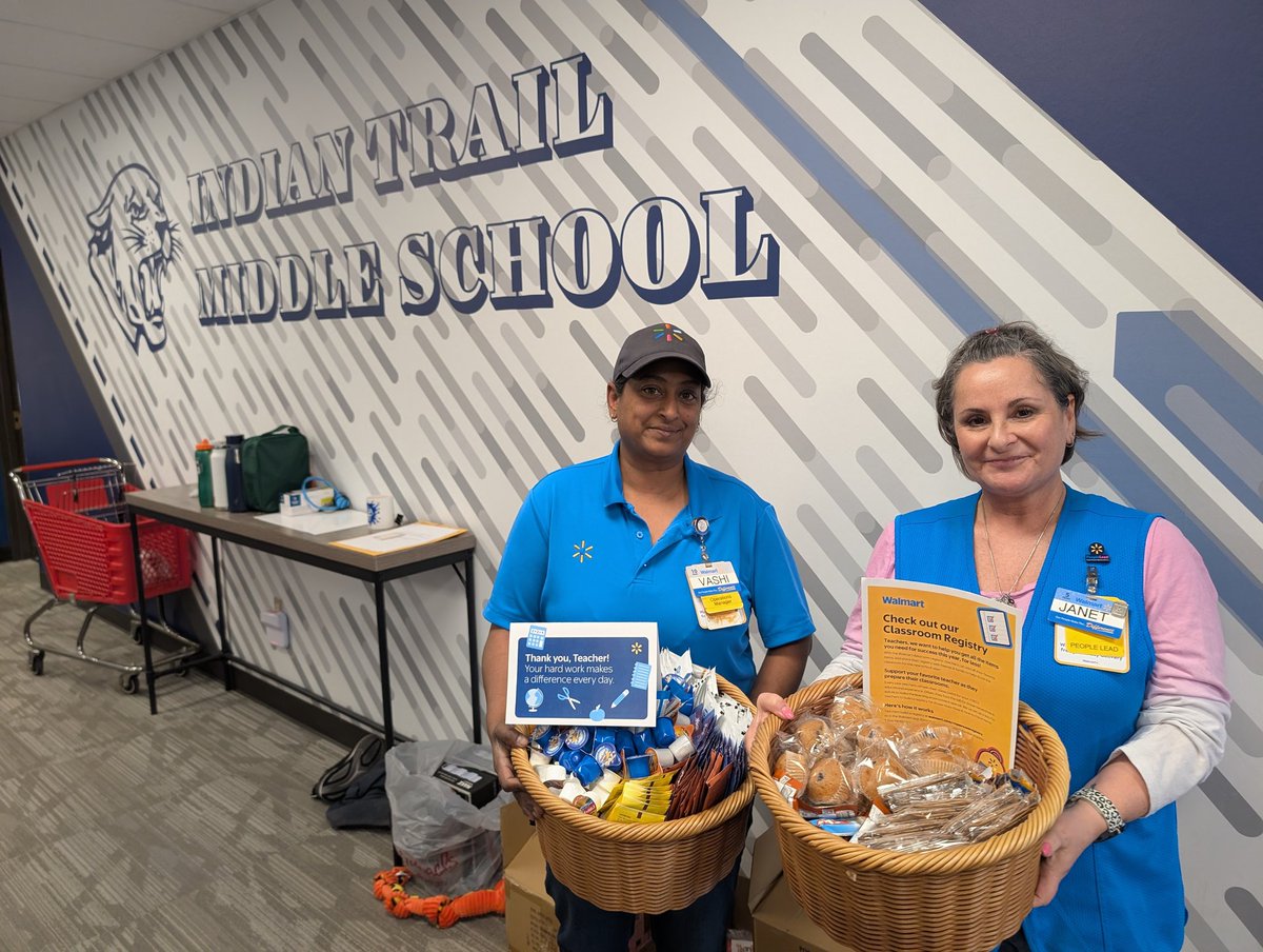 Thank you, Walmart, for your generous donation to our teachers for Teacher Appreciation Week! <a href="/BarackmanBrian/">Brian Barackman</a> <a href="/ITMSCougars/">Indian Trail Cougars</a>