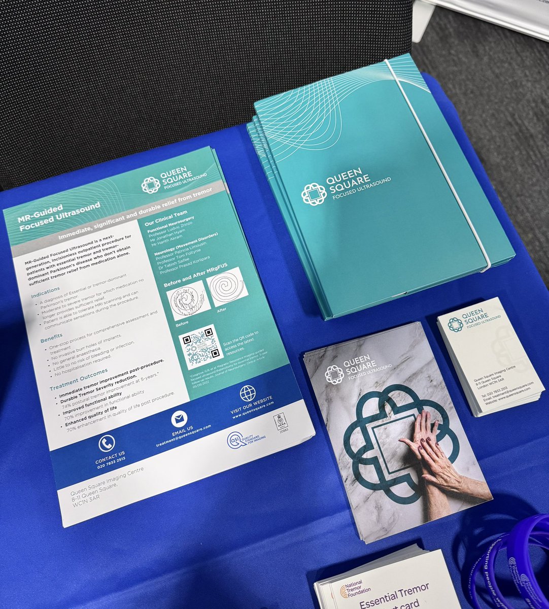 QueenSquareFUS's tweet image. We’re at the #ABN conference in Liverpool and excited to talk to delegates about our #MRgFUS service for Essential Tremor and Parkinson’s Disease. Thank you to INSIGHTEC for allowing us to join them on their stand!