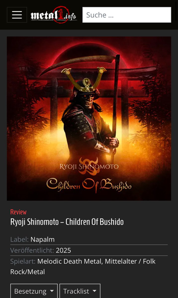 ryujin_band's tweet image. やった…🤘
“Children Of Bushido”がドイツのMetal1で【9/10点】獲得👏

Alexiへの想い、音にちゃんと届いてる気がした。
この言葉に救われた：「日本からの本気のトリビュートだ」

@Metal1_info

▼レビュー
metal1.info/metal-reviews/…