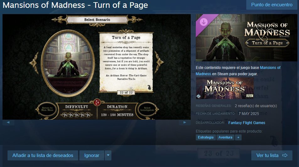 clubdeldado's tweet photo. Ya está disponible y en español el nuevo escenario para Mansiones de la Locura. Este escenario guarda relación con la nueva campaña de Arkham Horror El Juego de Cartas de @FFGames_ES Una gran noticia y como siempre, con muchas ganas de volver a la mansión https://t.co/KT9Os7eE9t
