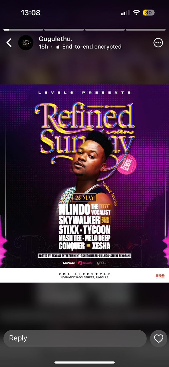 Levels94_'s tweet photo. Coming up next: Refined Sunday 

🎫 going for R100 https://t.co/CQVcDhnyeF https://t.co/DEU7J4KcL6