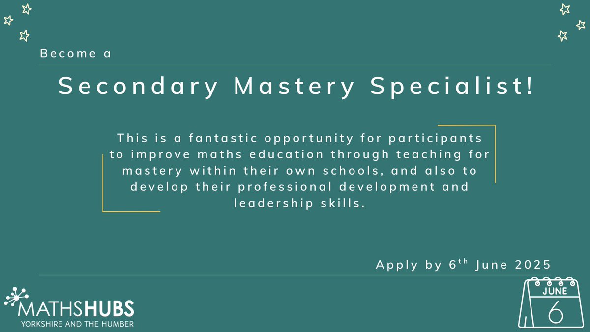 🎓 Become a Secondary Mastery Specialist!
🚀 Applications are now open — don’t miss out!
📅 YHMH Deadline: 6th June
📝 Apply now: shorturl.at/9y6gt
