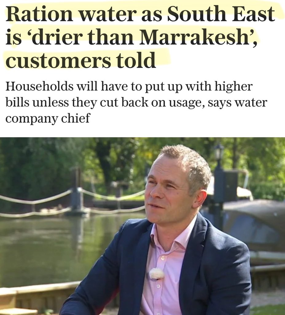 Artemisfornow's tweet photo. WATER - Yes, I know we live on an Island where it rains all the time but water bosses need us to RATION water… because ‘Climate change’.

But the truth is a bit different.

▪️Pre privatisation Britain built 100 reservoirs

▪️after privatisation ZERO have been built

▪️Southern water plan to decommission 43 of its 93 reservoirs between 2023 - 2030

▪️In the last 5 years 35 reservoirs have been sold off for housing developments or <checks notes> fishing rights.

▪️water companies lose 3 BILLION litres of water a day through leaks. That’s over 1 TRILLION litres a year.

And now the water companies are pleading poverty and telling us to ration water after paying out £83 BILLION in dividends since privatisation.

What a joke 🤡