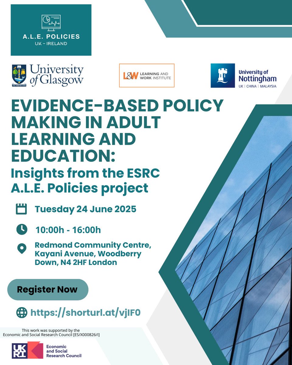 The ESRC A.L.E. Policies team warmly invites you to our final project conference on Tuesday 24 June 2025 in London.
Full programme and registration link available at:
shorturl.at/vjIF0
