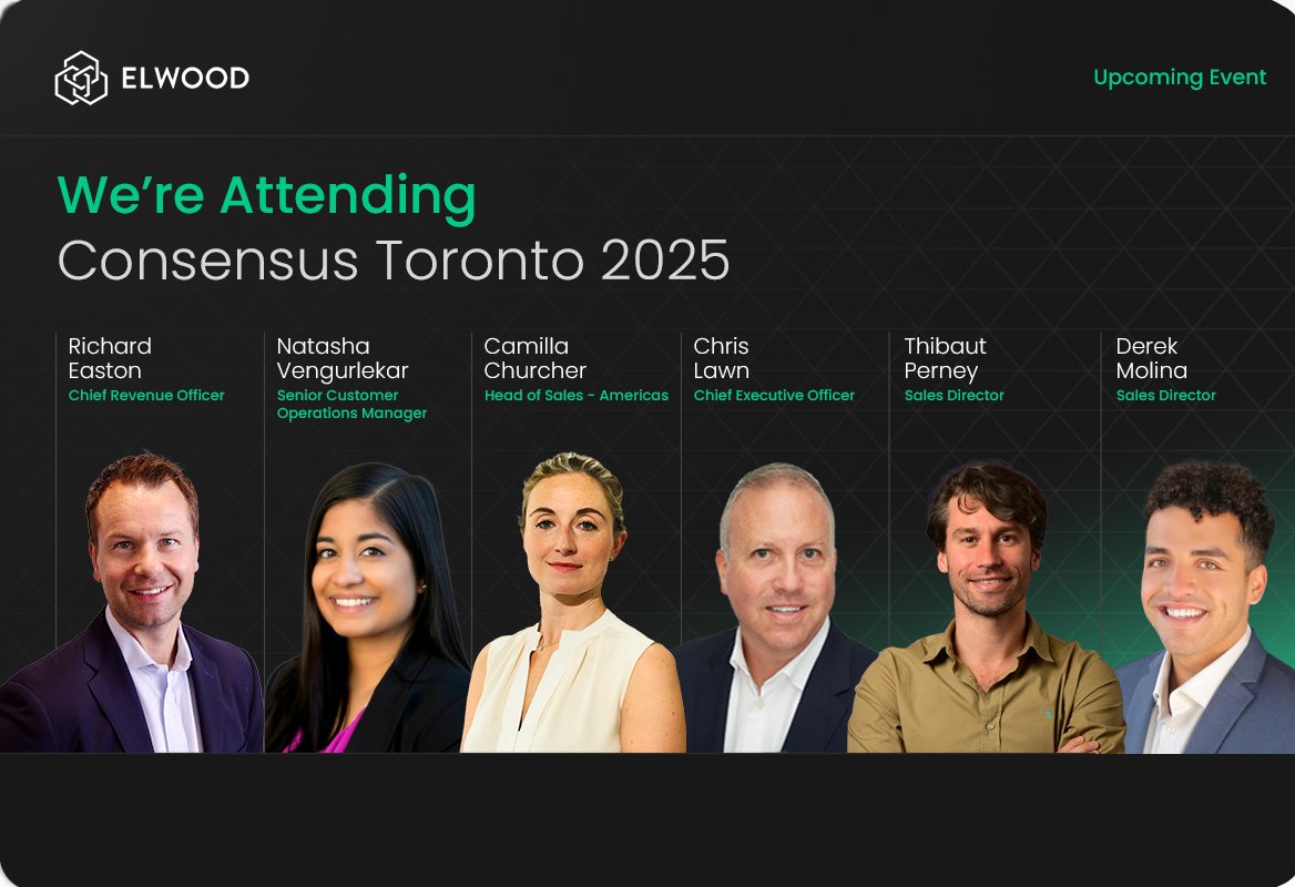 🇨🇦 Elwood Technologies will be at Consensus 2025 Toronto from May 14-16, 2025, at the Metro Toronto Convention Centre

📍 We will be at Booth 2207, feel free to stop by and connect!

Our team members attending:

Chris Lawn - Chief Executive Officer
Richard Easton - Chief Revenue