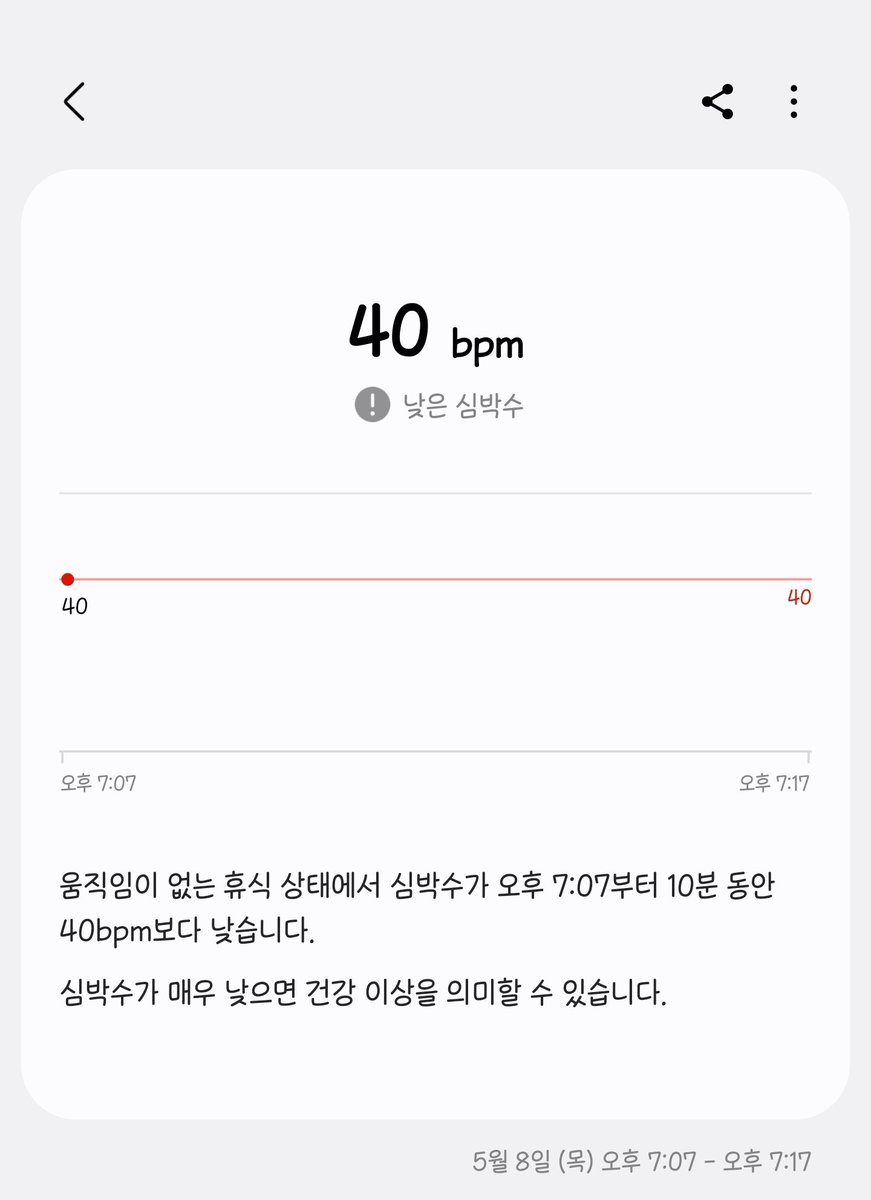 워치를 안차고있으니까 당연 심박수가 낮겠지.....?