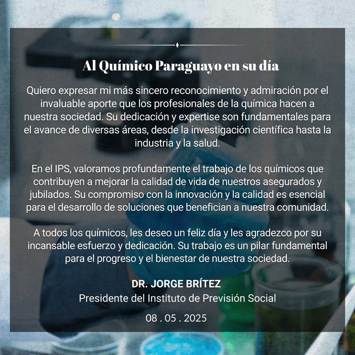 ¡En el día nacional del químico un cordial saludo a todos! ❤️