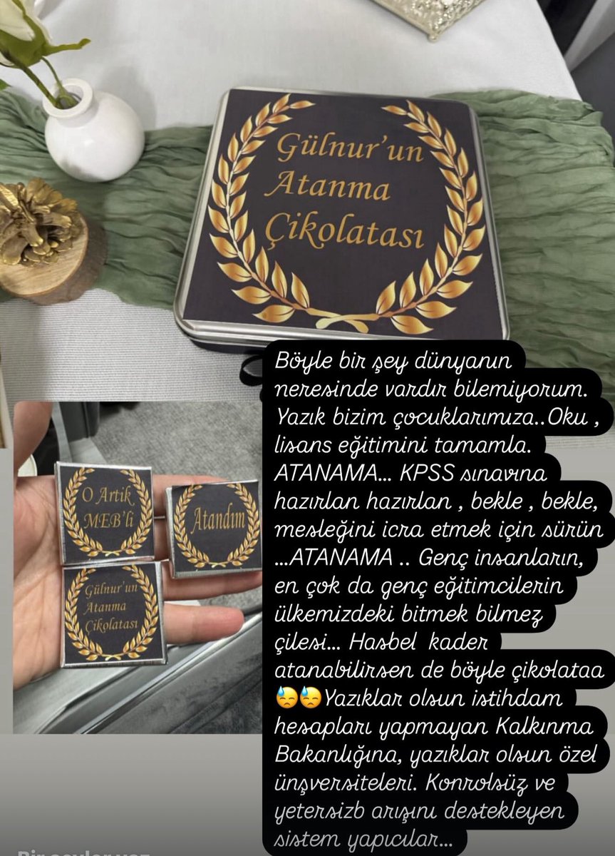 Böyle bir şey dünyanın neresinde vardır bilemiyorum. Yazık bizim çocuklarımıza..Oku , lisans eğitimini tamamla. ATANAMA… KPSS sınavına hazırlan hazırlan , bekle , bekle, mesleğini icra etmek için sürün …ATANAMA ..