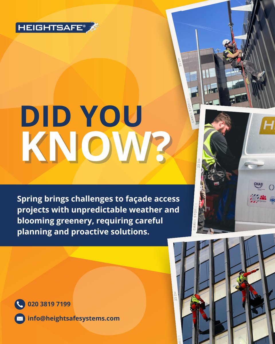 Did you know? Spring brings fresh challenges for façade access 🌿

From unpredictable weather to overgrown greenery, we help you stay safe and efficient.

✅ Tackle weather hurdles
✅ Manage vegetation
✅ Boost site safety

Stay ahead &amp; tackle the season’s challenges with ease.