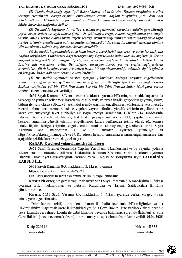 X received an order to restrict access in Türkiye to the account of the now-detained Mayor of Istanbul. While we have followed Türkiye’s order regarding the account, we strongly disagree with the order and are challenging the order in court. In the spirit of full transparency, we