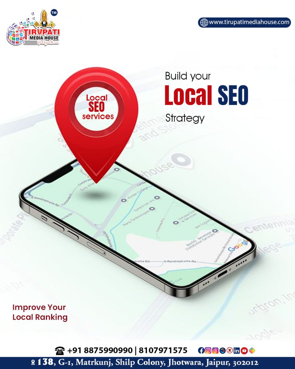 TMHJAIPUR's tweet image. 📍Want more local customers?

Be the first business they find on Google!
Local SEO = More calls, more growth. 

Tirupati Media House boosts your local presence with expert SEO services.

🌐 tirupatimediahouse.com

#LocalSEO #GrowLocal #DigitalMarketing #TirupatiMediaHouse