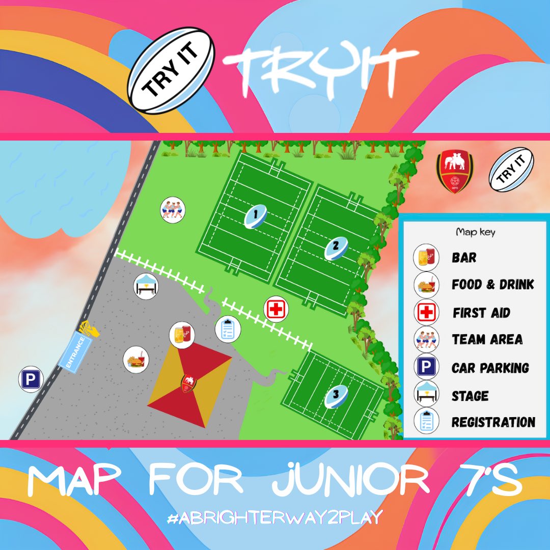 RugbyTryit's tweet image. You’ll also find this map in the official event programme, which will be available closer to the event!
Venue: Bolton RUFC
Dates: 17th & 18th May
Let’s make it a weekend to remember!
#Junior7s #TryitRugby #ABrighterWay2Play #GrassrootsRugby #BoltonRUFC