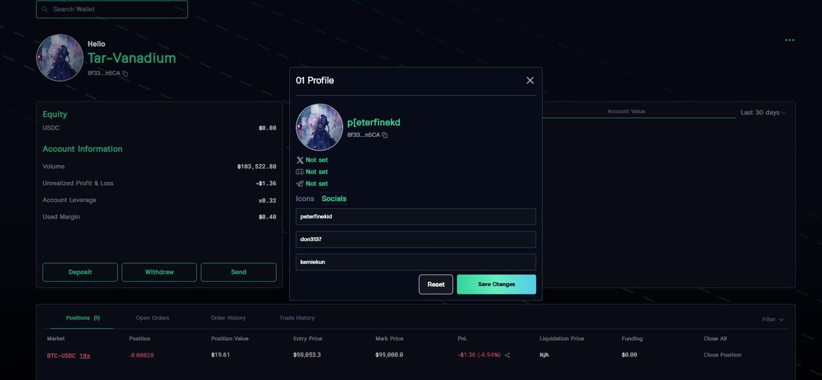 Gn1 to all <a href="/N1Chain/">N1</a> enjooyoors 
What i did on <a href="/N1Chain/">N1</a>  Today

Finally, I got the code for <a href="/01_exchange/">01.xyz</a> and I'm excited to share what I've done so far On the site, 

- Connected my wallet
- Did some trades on the site 
- Set up my profile
- Added my socials

I really love the