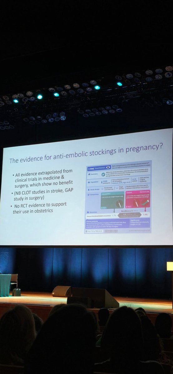 Continuing on in the same talk - lots of food for thought. 
We all use AES for thromboprophylaxis - but is it truly effective? What's the evidence? 
Excited for the UK study to uncover more insight into this. 
#BMFMS2025 <a href="/bhwords/">Professor Beverley Hunt OBE (also on BlueSky)</a> <a href="/BMFMSNews/">BMFMS</a>