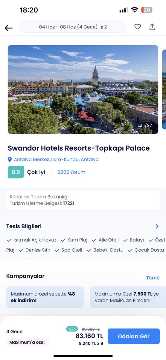 Takipçi şikayeti:

“Birebir aynı otel, kendimi Fransız vatandaşı olarak işaretlediğimde 1200 Euro (52.500 TL), Türk vatandaşı olarak girdiğimde ise İNDİRİMLİ 83.000 TL. 

Türk olmak mı sorun? Türk müşteri mi istemiyorsunuz?”