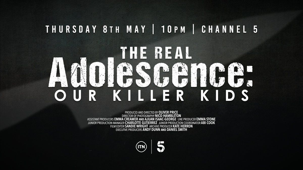 The Real Adolescence: Our Killer Kids ON TONIGHT 10pm <a href="/channel5_tv/">Channel 5</a>